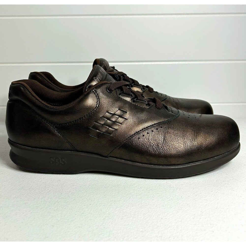 SAS Free Time Women’s Shoes Size 10M Brown Leather Lace-Up Comfort Sneakers